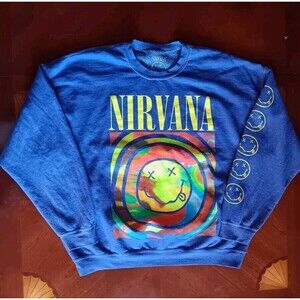 Nirvana Sweatshirt Women's Oversized S/M Purple Cotton Graphic Print Crew Neck